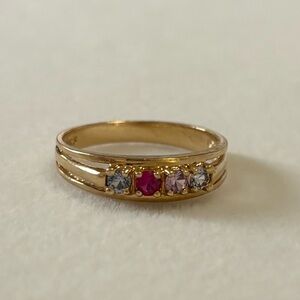 Vintage 10k Solid Gold Topaz Spinel Gemstone Band Yellow Gold Ring Size 6.75